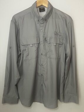 Pudolla Shirt Mens Small Gray Performance Mesh Vented Outdoor Fishing Hiking